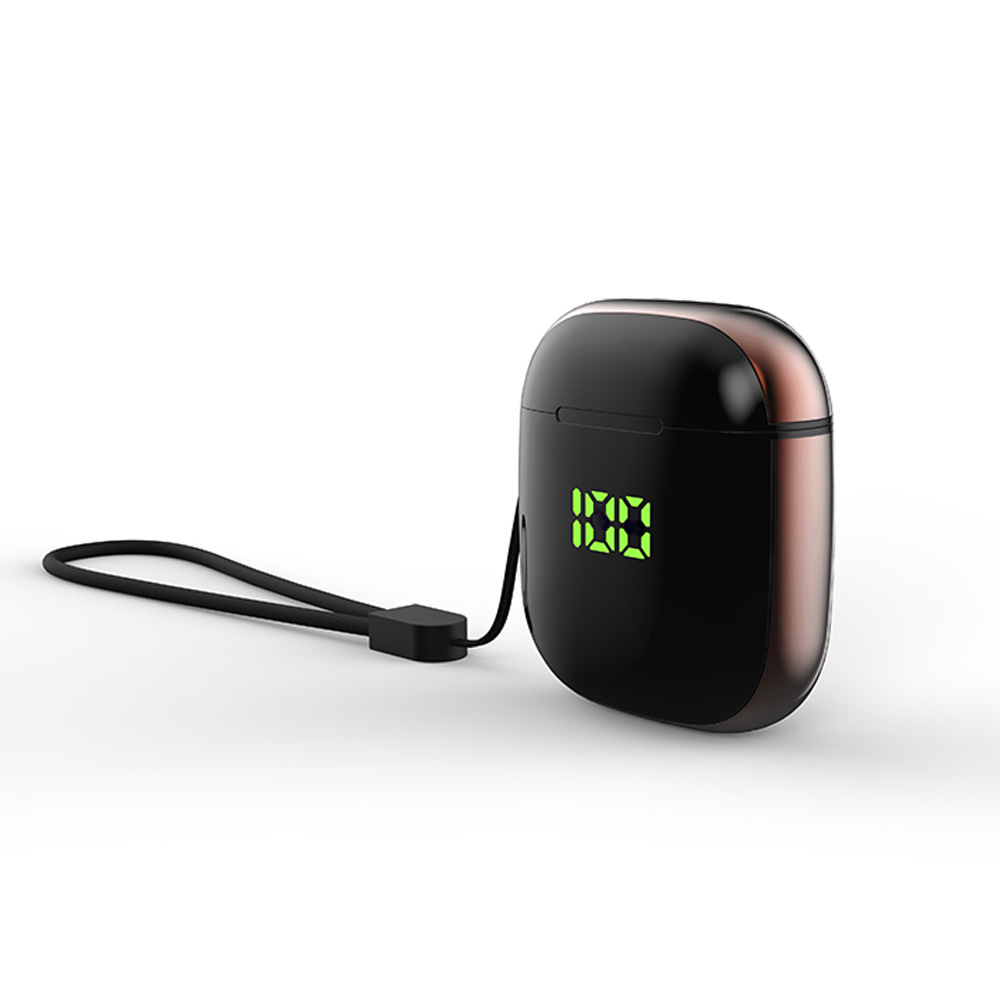 Tws-wk60 Bluetooth 5.0 Sports Headset with Wireless Charging Lcd Display Built in Battery Black gold without wireless charging function