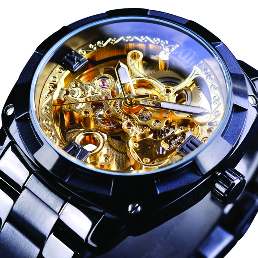 Men Waterproof Automatic Mechanical Watch black