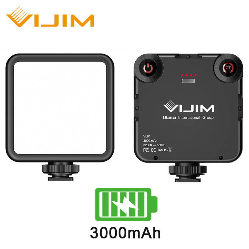 Vl81 3200k-5600k 850lm 6.5w Led Video Light With Cold Shoe Mini Vlog Fill Light 3000mah Battery Fill Light as picture show