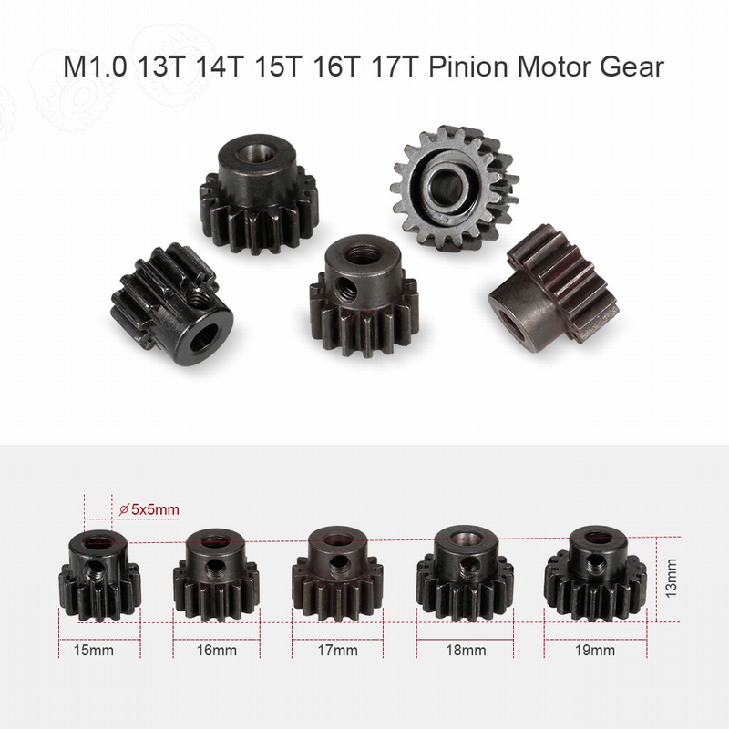 Metal Pinion Motor Gear for RC Car 1/8 RC Buggy Car Truck Motor Gears RC Car Part ZD Racing 25DP M1.0 13T 14T 15T 16T 17T  Gear set (5)