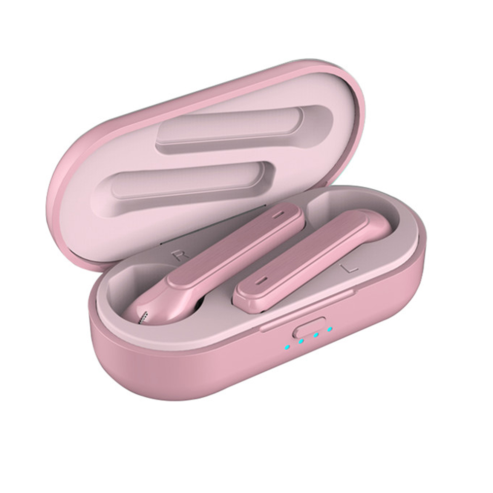 TWS Wireless Earphone Bluetooth5.0 Waterproof In-ear Sports Headphone HD Sound Smart Noise Reduction Mini Headset pink