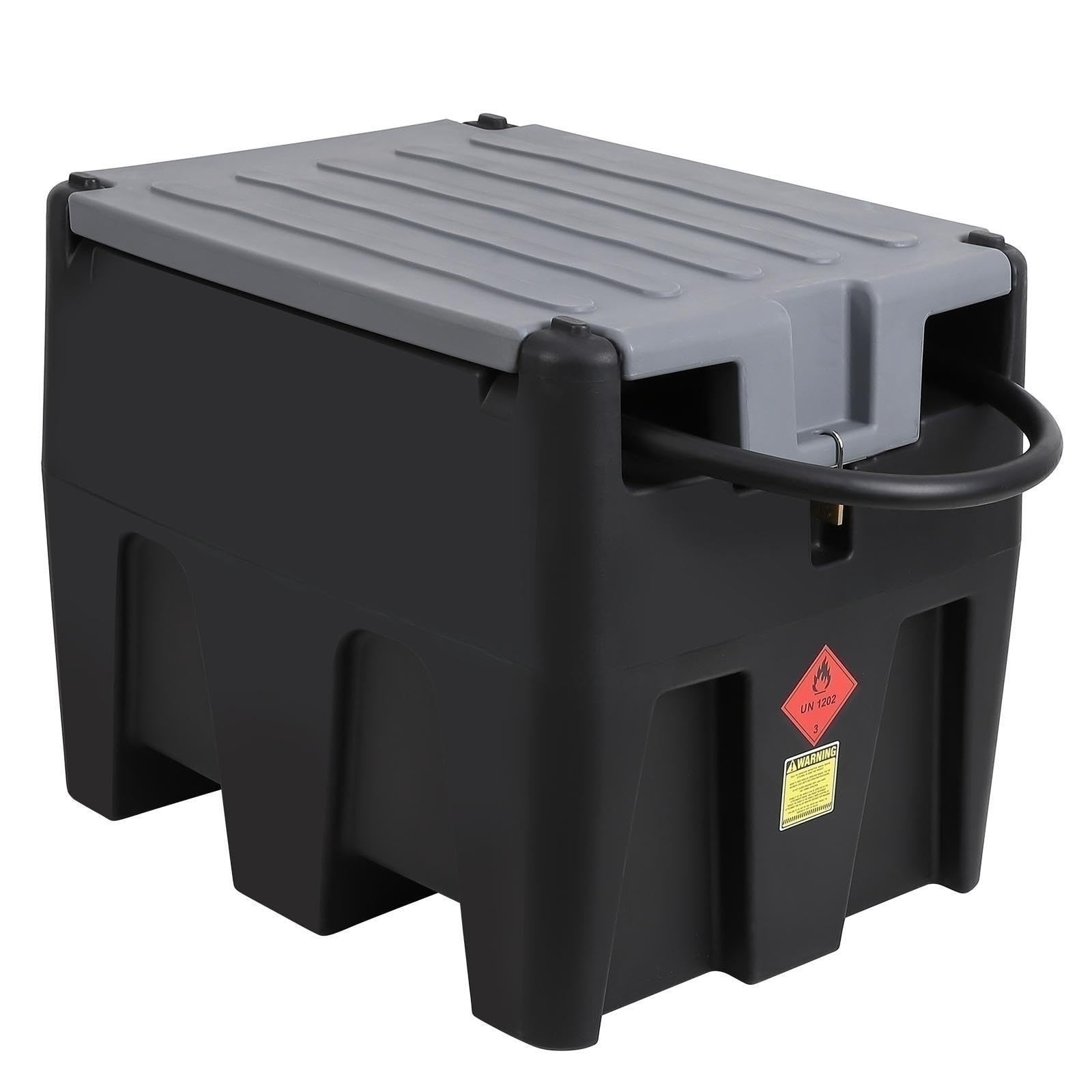 US GARVEE 58 Gallon Portable Fuel Tank Diesel Transfer Tank  with 12V DC Fuel Transfer Pump Black