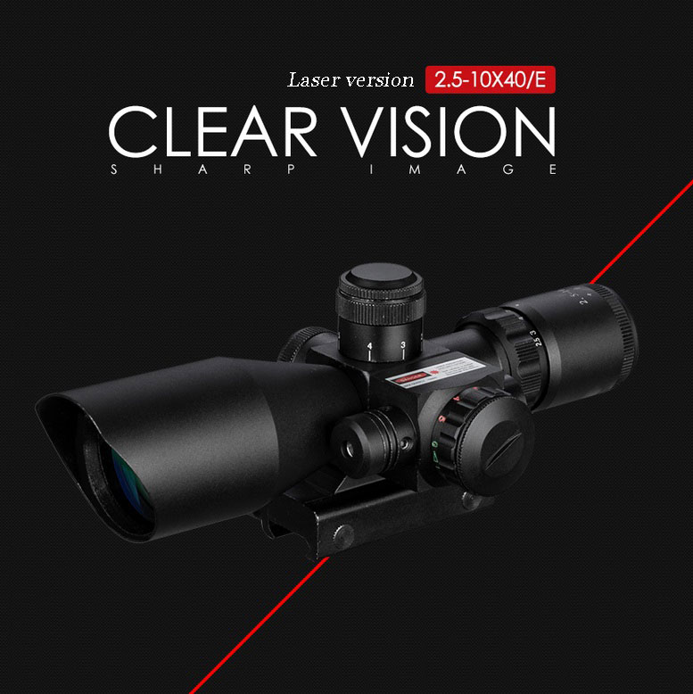 2.5-10X40 Red Dot Illuminated Reticle Sighting Telescope Without Button Battery Lasering version