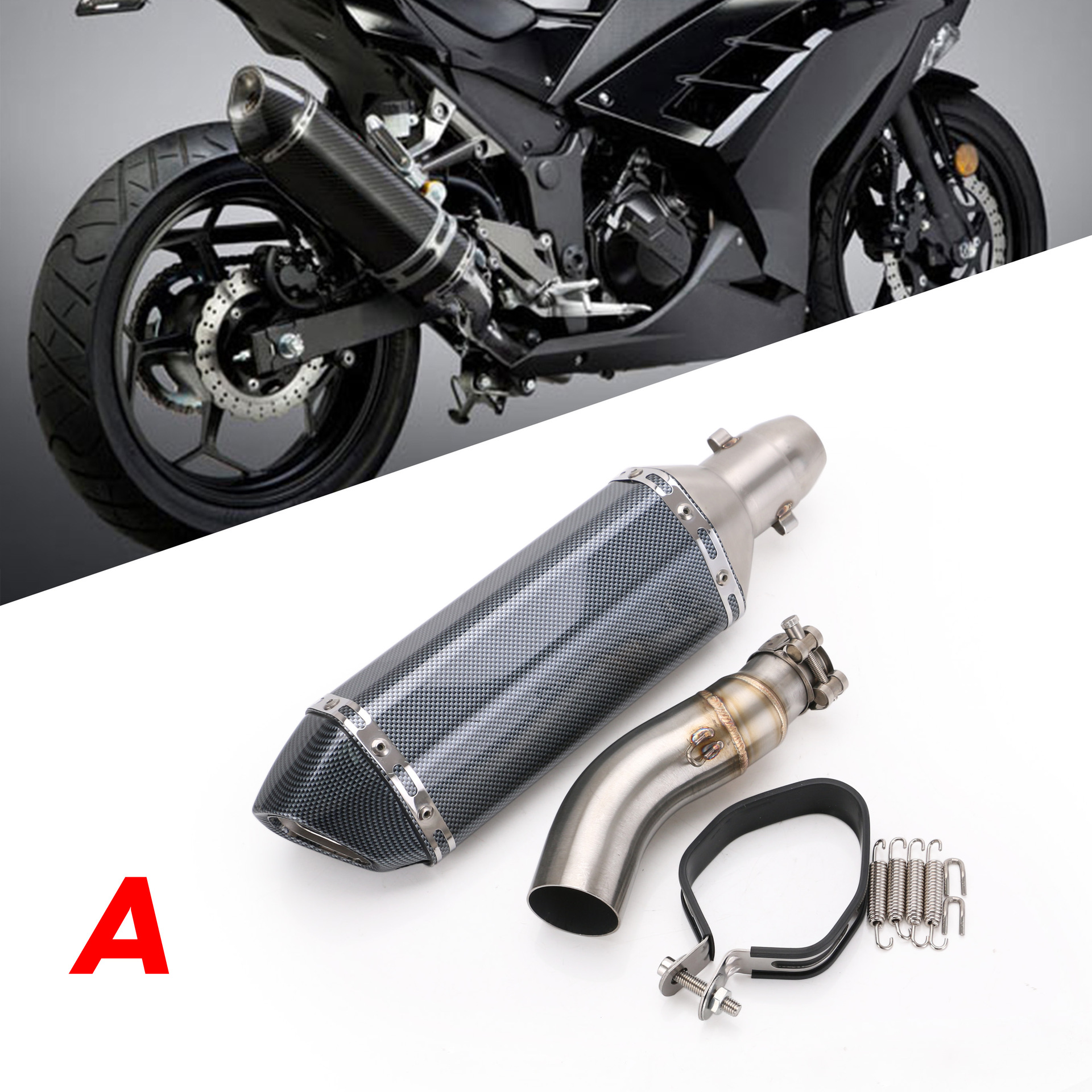 Motorcycle Exhaust Pipe Stainless Steel 41/37mm Exhaust Pipe For Kawasaki Ninja 300 13-15 A