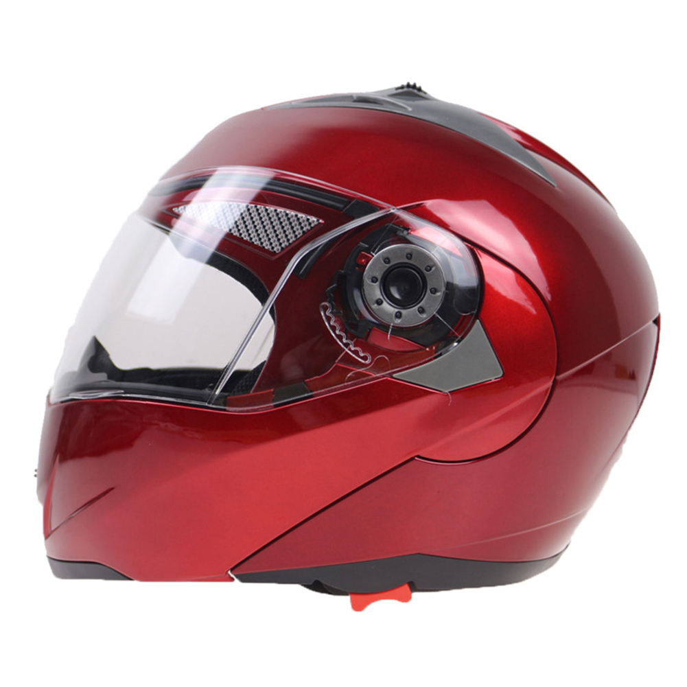 105 Full Face Helmet Electromobile Motorcycle Transparent Lens Protective Helmet Red XL