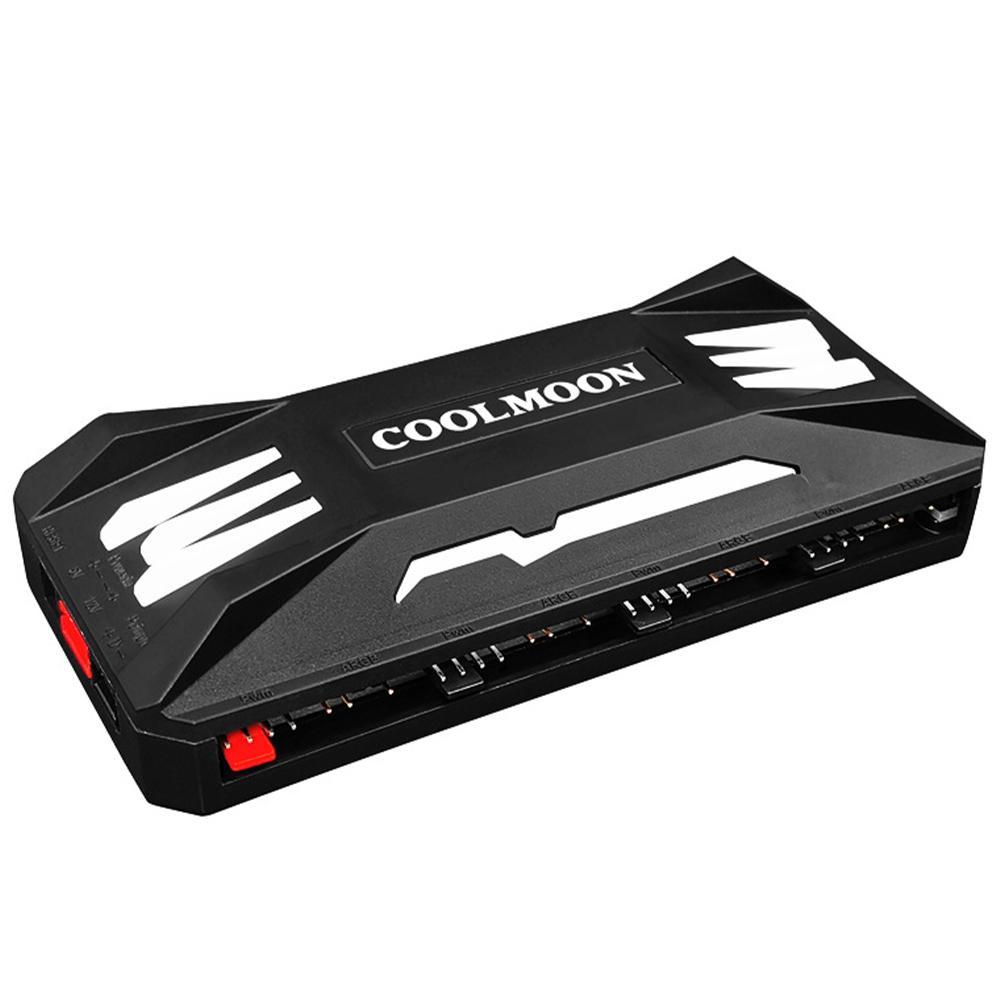Coolmoon P-argb Controller 4-pin Pwm 5v 3pin Smart RGB Remote Controller Chassis Fan Hub Pc Case Cooling Fan black