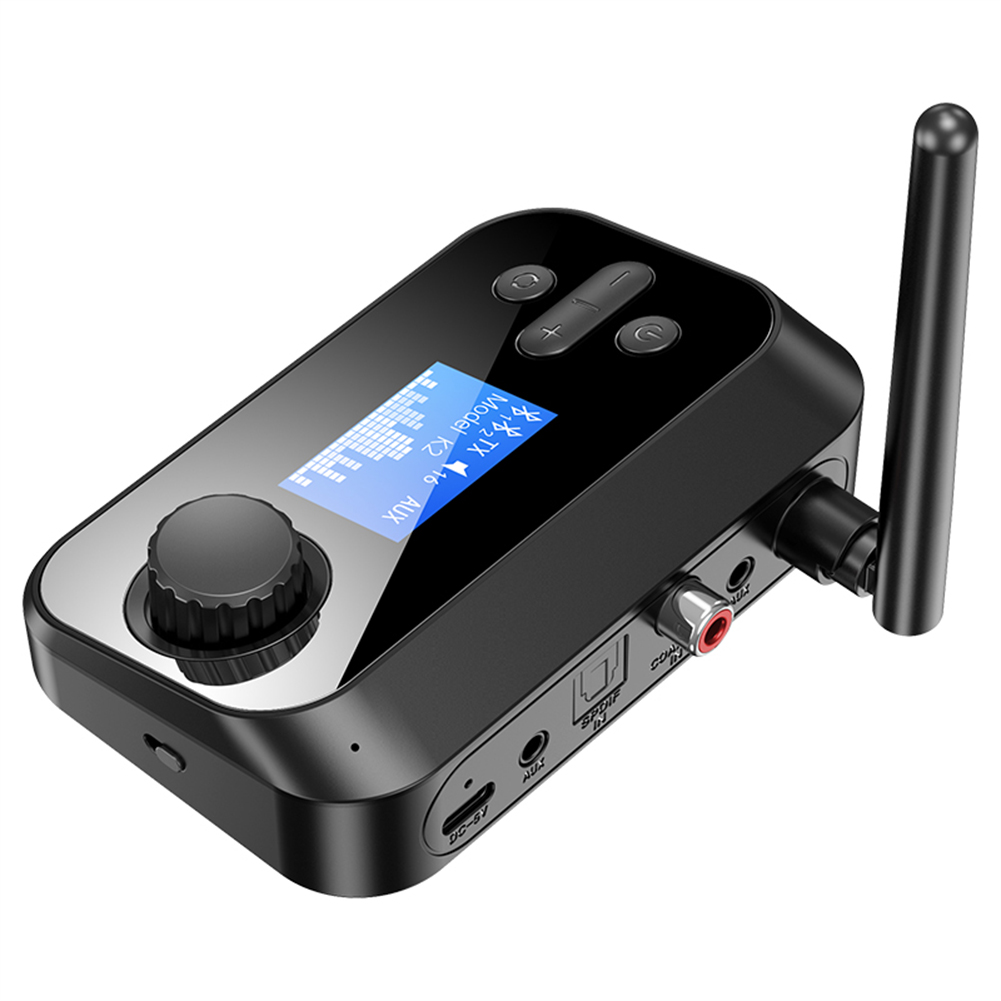 C41s Bluetooth-compatible 5.0 Audio Receiver Transmitter 2-in-1 Fiber Coaxial Wireless Audio Adapter With Screen Tf Card Mp3 Player black