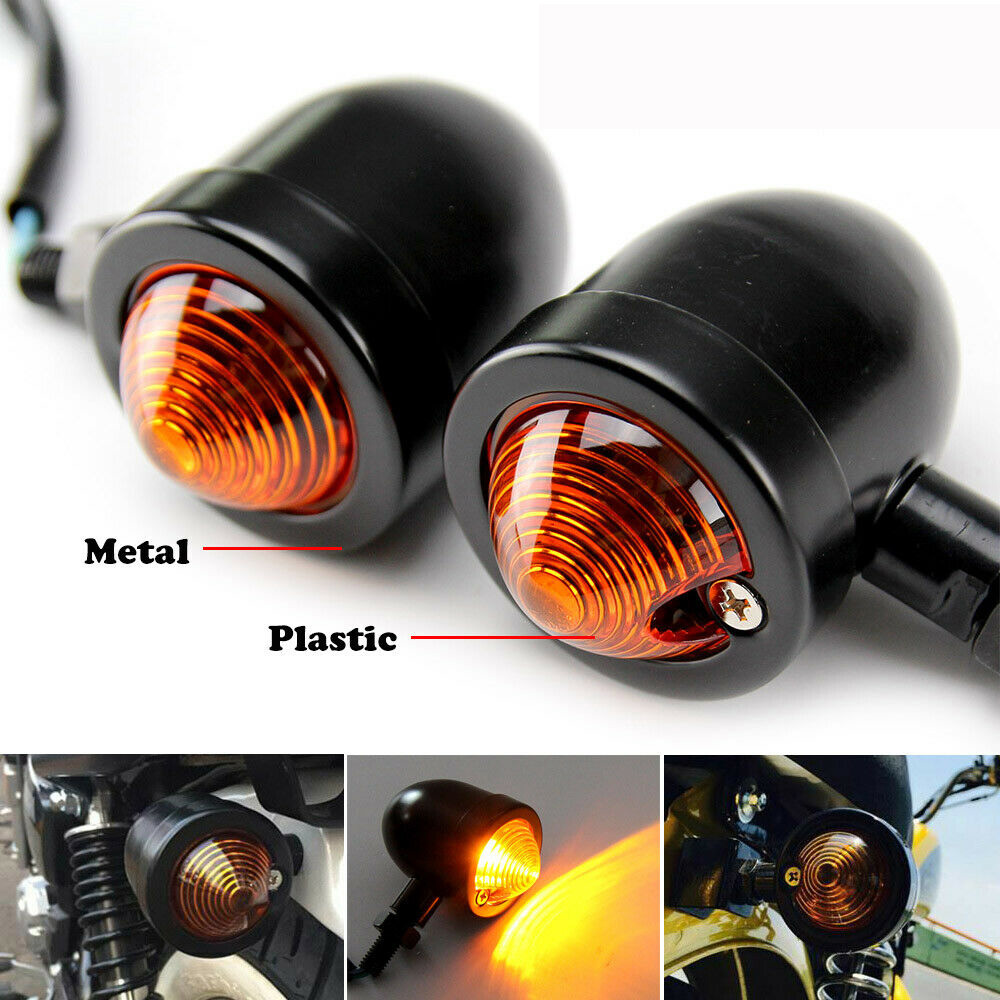 1pair Metal Motorcycle Turn Signal Lights Steering Lights black