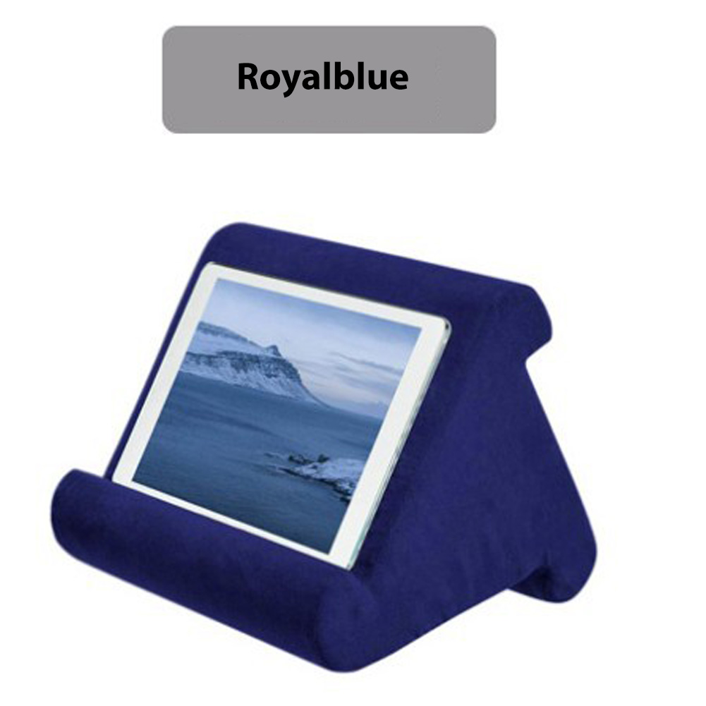 Multi-Angle Pillow Tablet Read Holder Stand Foam Lap Rest Cushion for Pad Phone Sapphire blue_Without net bag