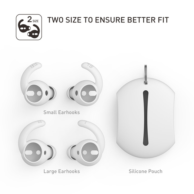 2 Pairs Soft Silicone Ear Hooks Covers for Apple Airpods Earphone Case Eartips Hook Cap Pouch for Apple Airpods Accessories white