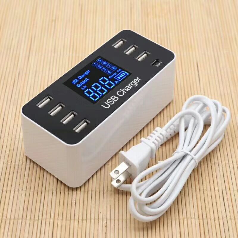 8 Port USB Type C 5V/8A Socket Charger with Voltage Current LCD Display for Smart Mobile Phone Tablet PC AU plug