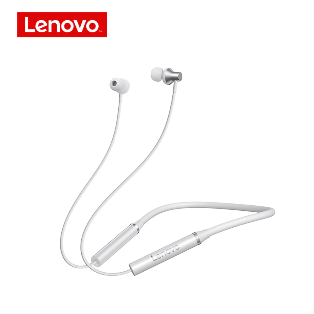 Lenovo Wireless Earphone He05x  Blutetooth  5.0 Sports Headphone Ipx5 Waterproof Earplugs Hifi Sound Magnetic Neckband Headset white