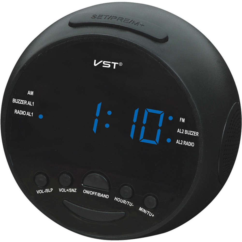 Stylish LED Radio Alarm Clock with Snooze Function US Specification 12.5 * 11 * 9.5CM Gift Decoration blue