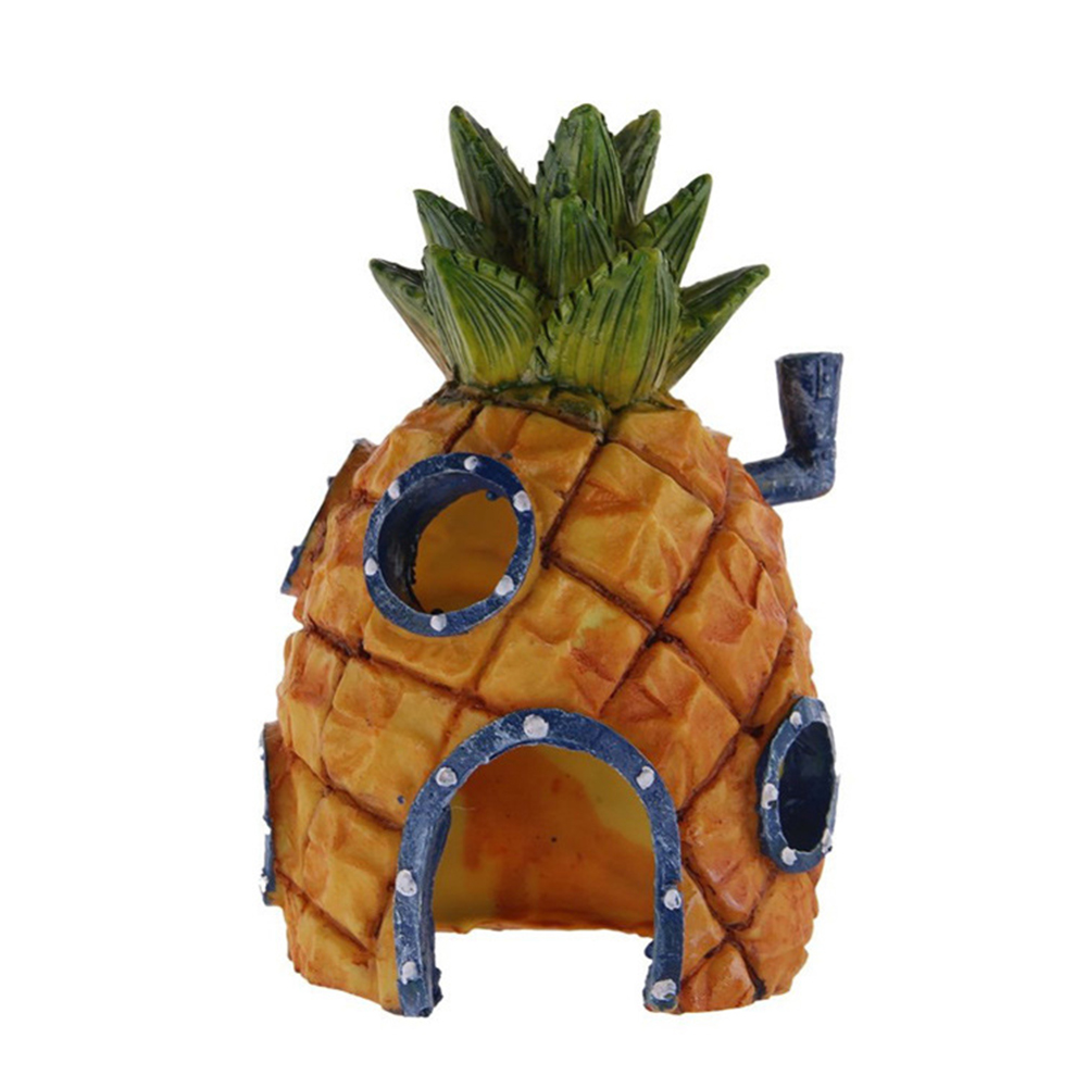 Aquarium Decoration Cartoon Pineapple House Kids Gift Fish Tank Decor Simulation Resin Ornament Pineapple House