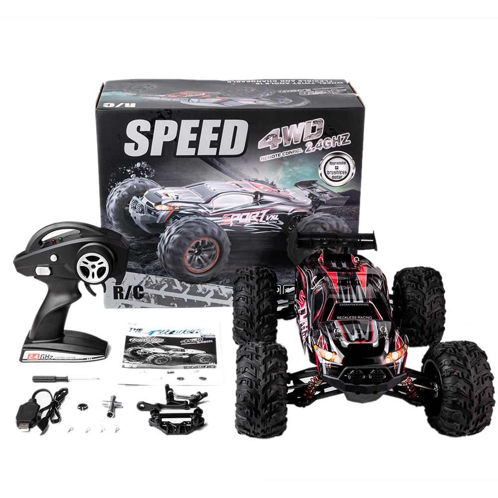 RC Car X-03 2.4G 1/10 4WD Brushless High Speed 60KM/H Big Foot Vehicle Models Truck Off-Road Vehicle Buggy RC Electronic Toys RTR red