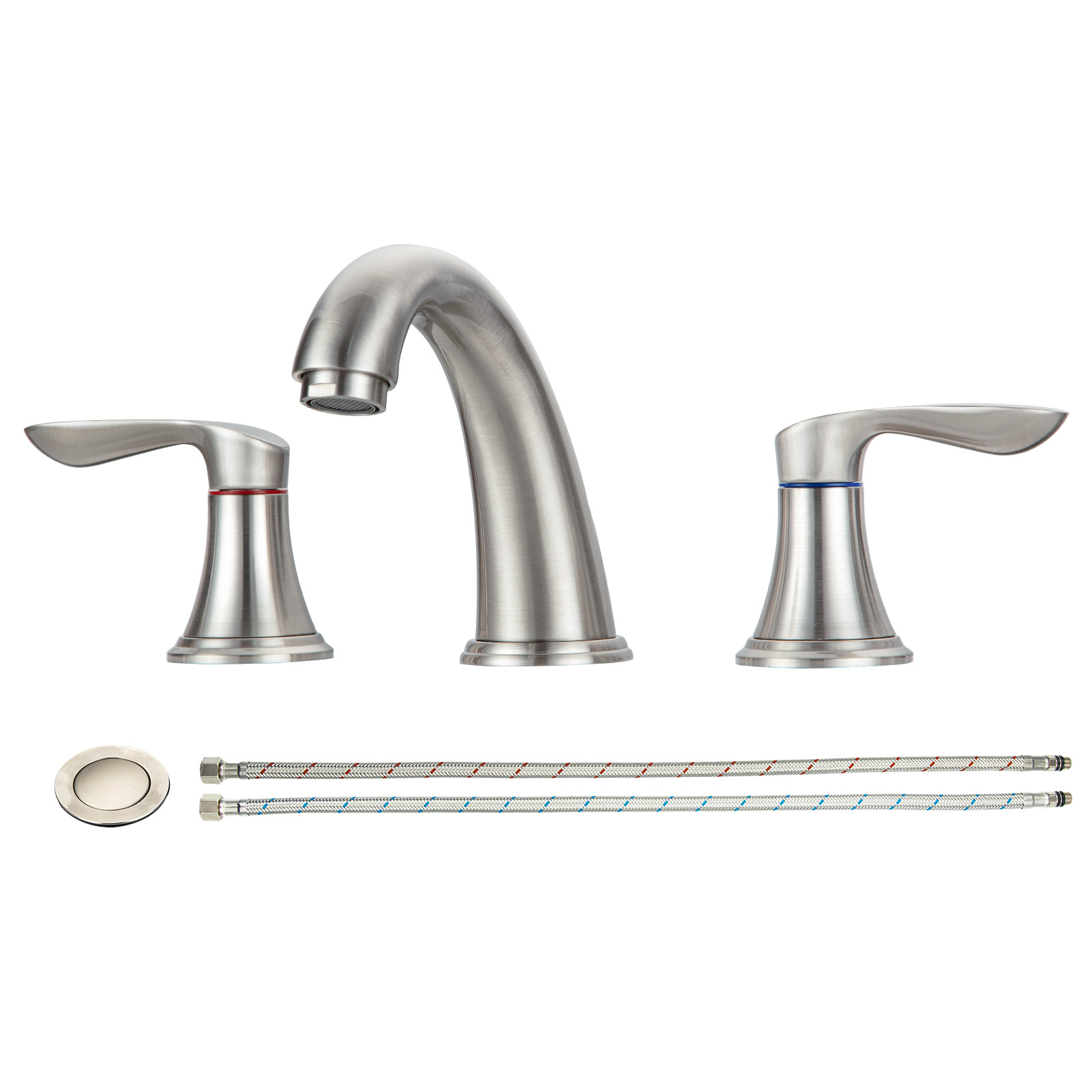 US Bathroom Faucet 8 Inch Bathroom Faucets for Sink 3 Hole Widespread Brushed Nickel Bathroom Faucet