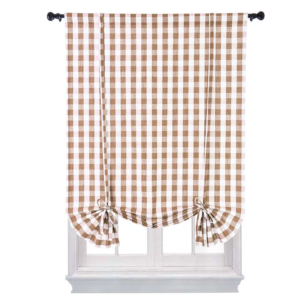 US BUFFALO Buffalo Check Plaid Tie Up Curtain Shade 100% Polyester Fabric Fit Window Curtain Treatments