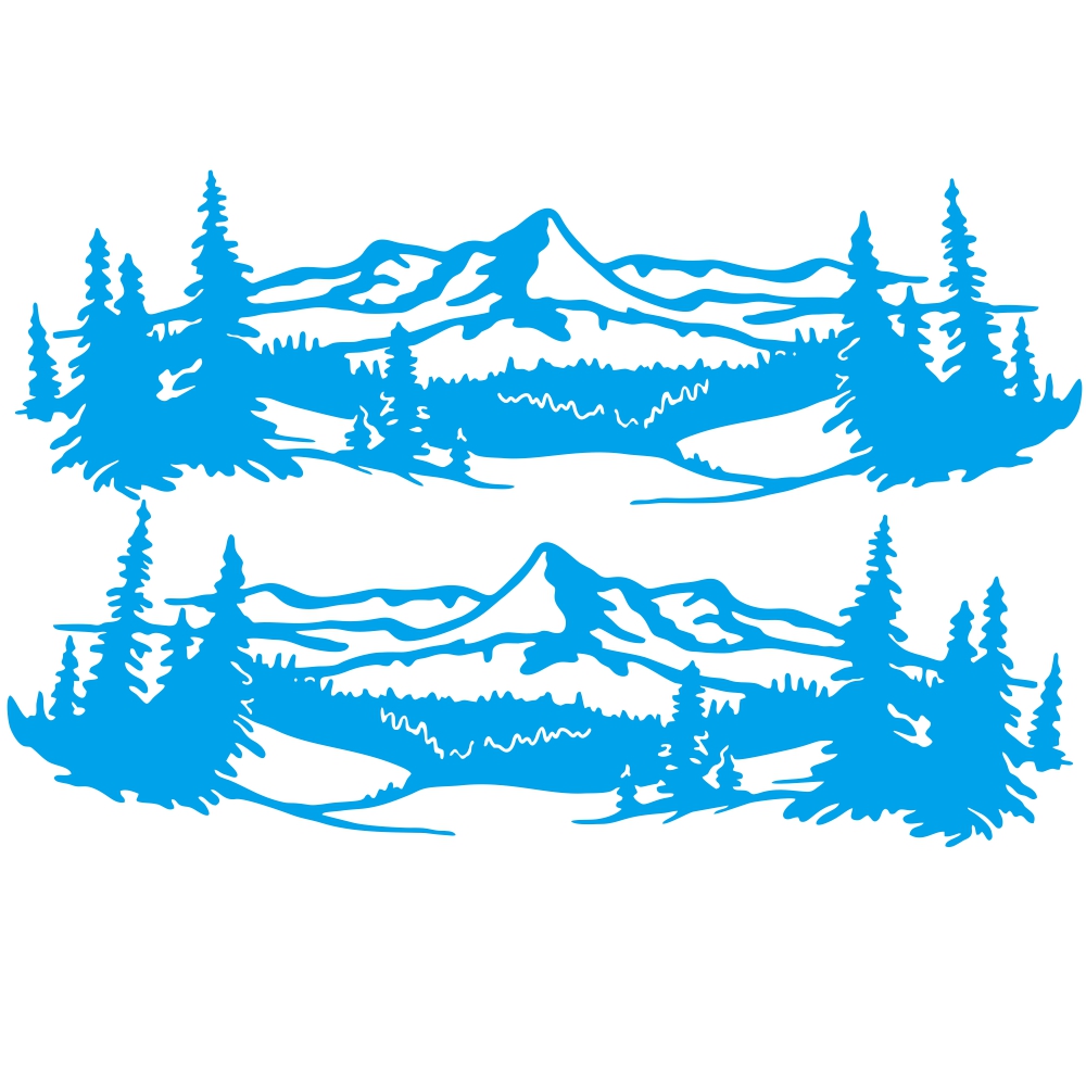 2 Pcs 50 * 150cm Universal Tree Sticker Mountain Scene Northern Great Car Sticker Vinyl Truck Rv Toy Transporter Accessories Vehicles Cars blue