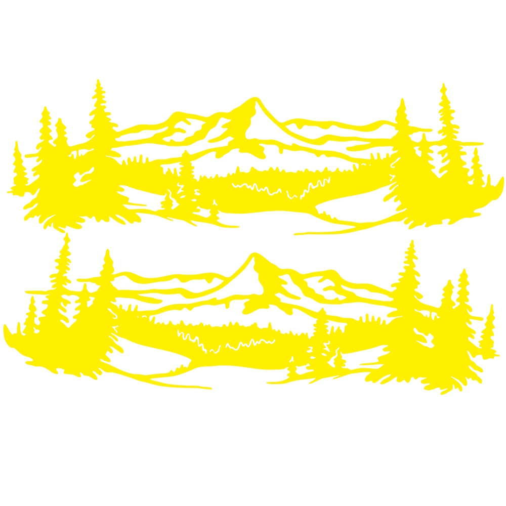 2 Pcs 50 * 150cm Universal Tree Sticker Mountain Scene Northern Great Car Sticker Vinyl Truck Rv Toy Transporter Accessories Vehicles Cars yellow
