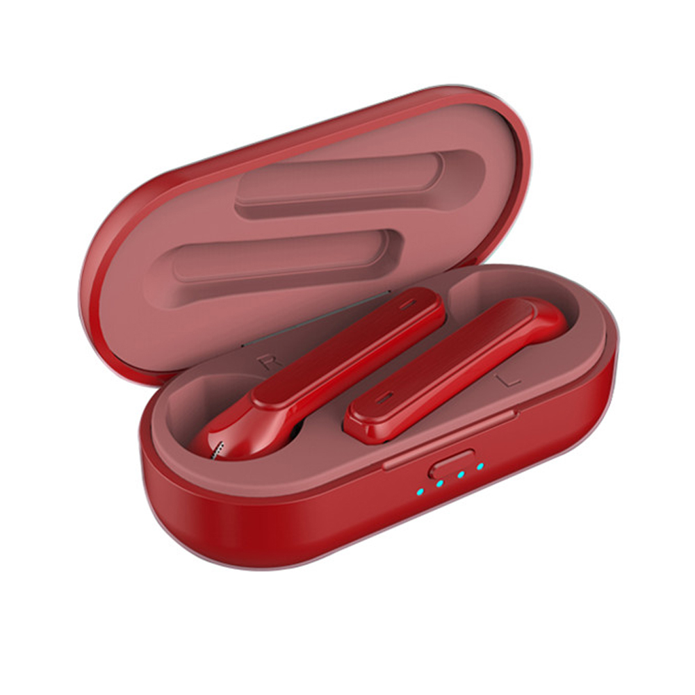 TWS Wireless Earphone Bluetooth5.0 Waterproof In-ear Sports Headphone HD Sound Smart Noise Reduction Mini Headset red