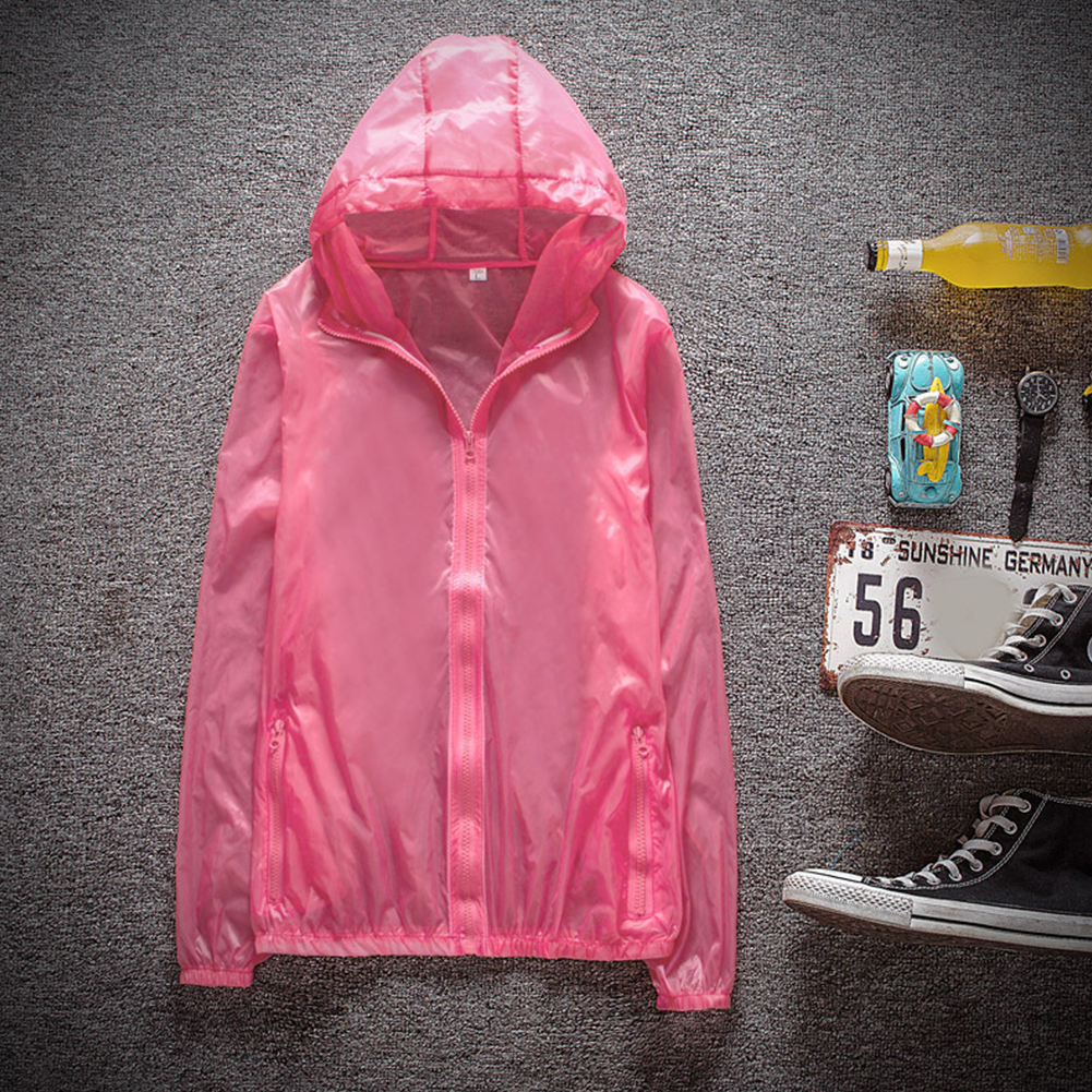 Couple Quick-drying Breathable Anti-UV Wear-resistant Sunscreen Hooded Coat Outdoor Sportswear red_L