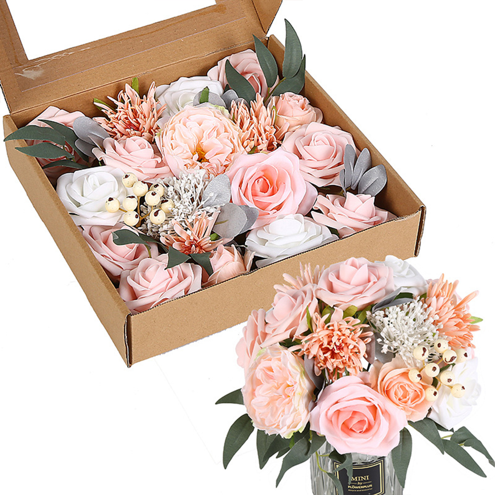 EU Artificial Flowers Box DIY Simulation Rose Hand Bouquet for Valentine Day