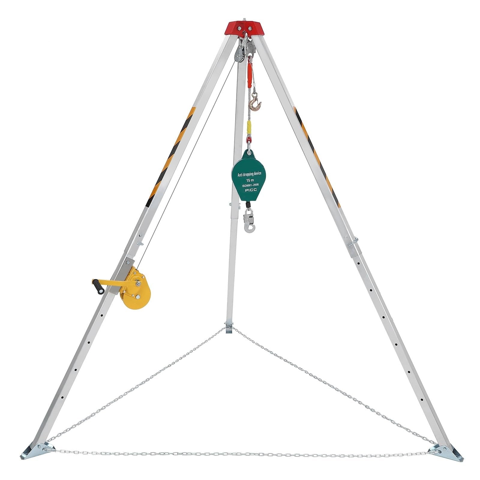 US GARVEE Confined Space Tripod Kit Sewer Rescue Tripod with 1200 LBS Lifting Winch & Fall Arrester