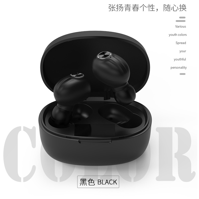 T15 TWS Wireless Earphone Bluetooth 5.0 LED Digital Display Transparent Headset with Charging Case Black with digital display