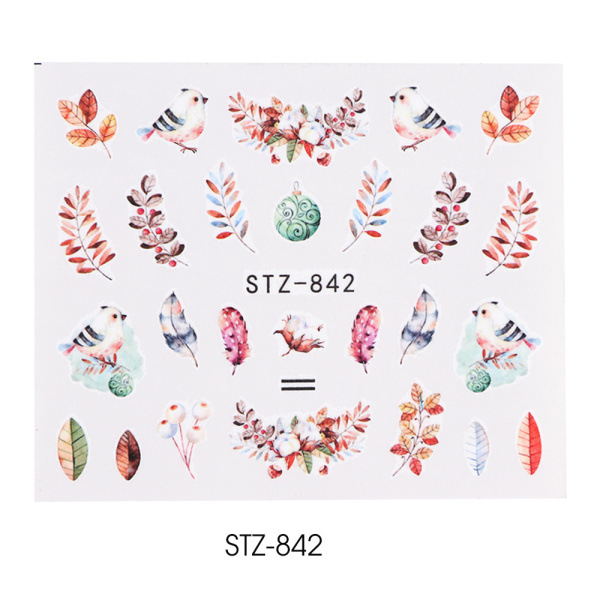 Nail Art Water Transfer Sticker Decals Flower Leaf Summer DIY Manicure Decor STZ-842