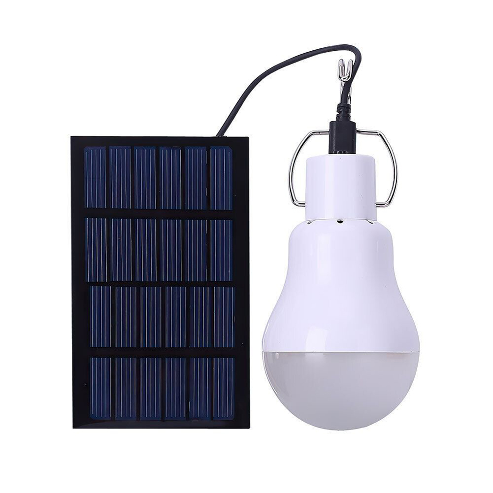 Solar Light Bulb With Solar Panel Outdoor Portable Rechargeable Camping Lights For Mountaineering Hiking 1pc