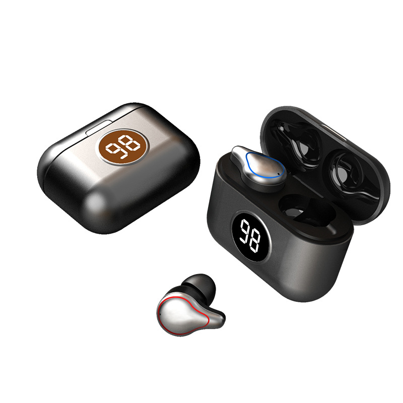 SE16S Bluetooth 5.0 Wireless Headset Waterproof Sweatproof Sports Earbuds TWS Mini Binaural In-ear Earphones With Charging Box Silver grey