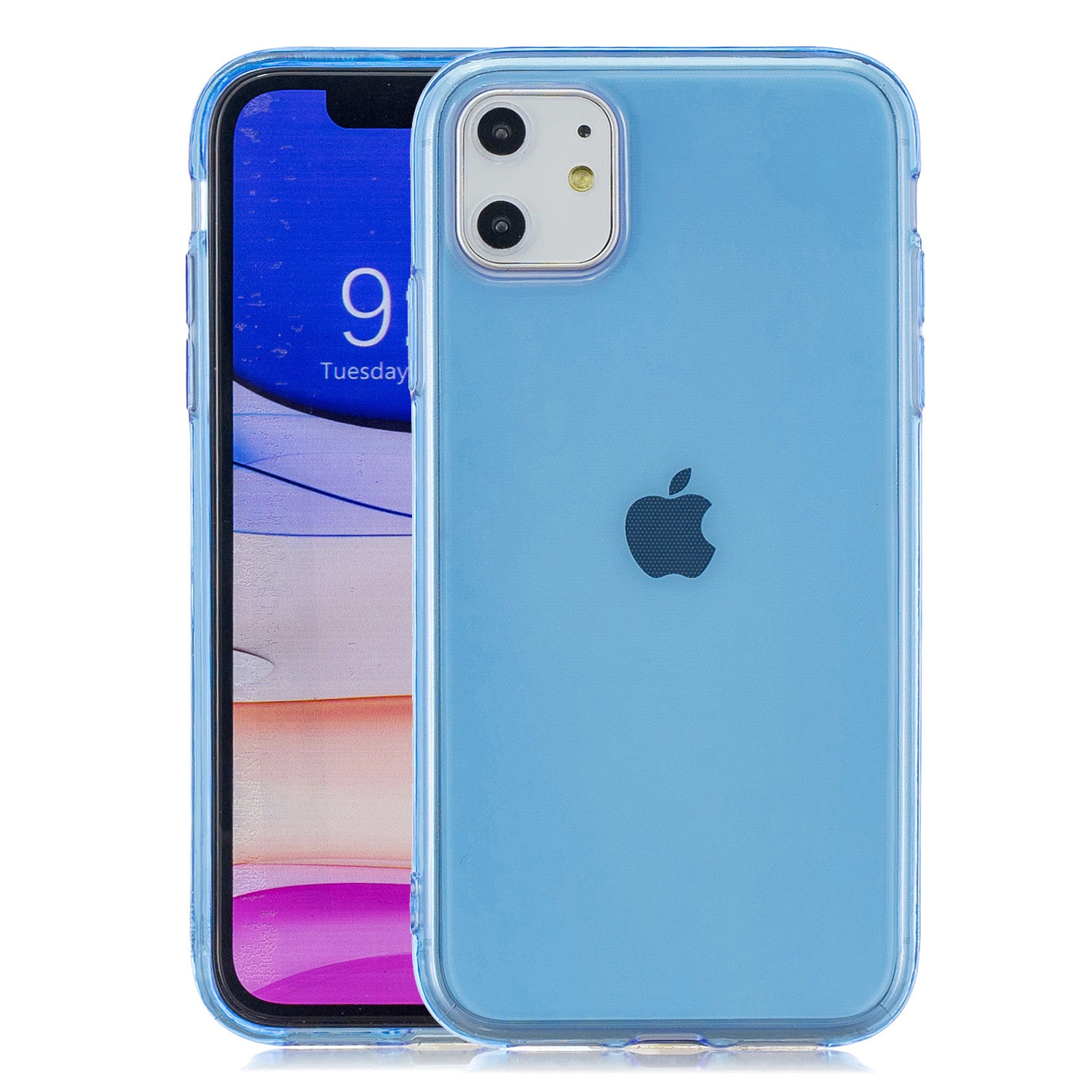 for iPhone 11 / 11 Pro / 11 Pro Max Clear Colorful TPU Back Cover Cellphone Case Shell Light blue