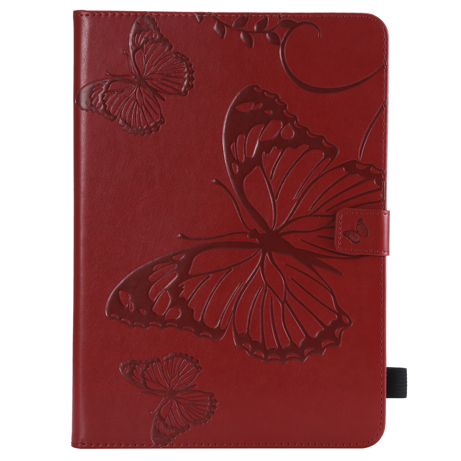 For iPad 5/6/air1/air2 9.7 Fashion Butterfly Embossed PU Leather Magnetic Closure Stand Case Auto Wake/Sleep Cover with Pen Slot red