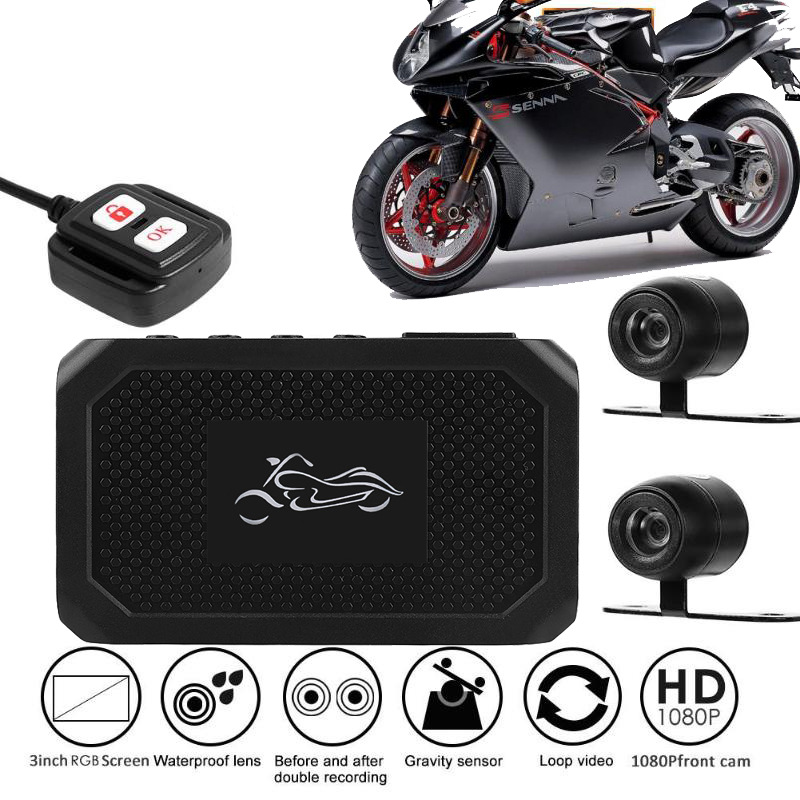 Wholesale Motorcycle View Dash Cam Motorcycle Camera HD 1080P+720P Front+Rear View DashCam DVR