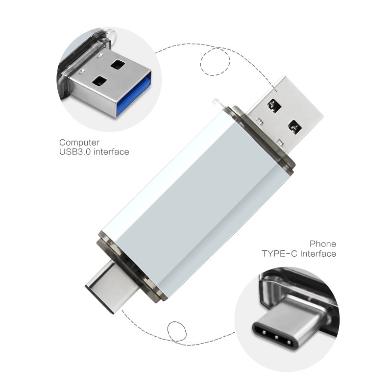 High Speed Type C USB3.1 U Disk L17- Aluminum Alloy Shell USB Flash Drive Gold_128G