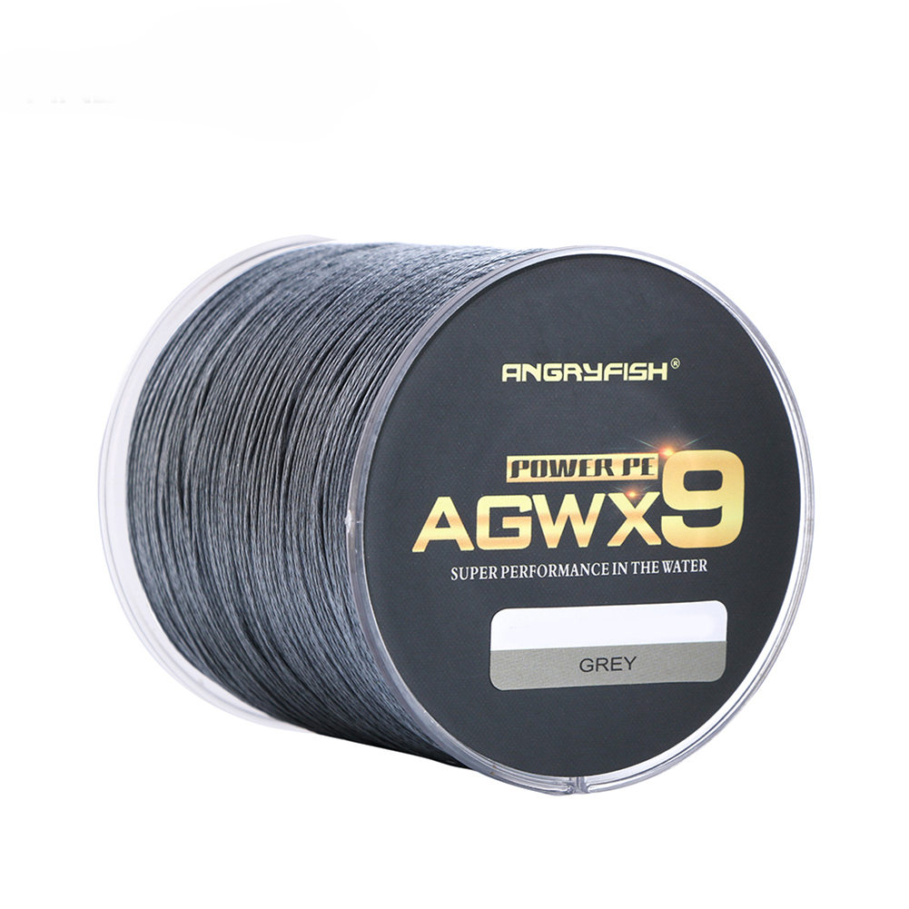 ANGRYFISH Diominate X9 PE Line 9 Strands Weaves Braided 500m/547yds Super Strong Fishing Line 15LB-100LB Gray 6.0#: 0.40mm/80LB