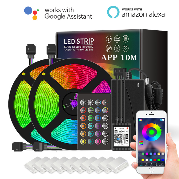 10m 5050 RGB LED Stripe Smart WiFi APP Remote Control String Light 300 LEDs Work with Alexa Google Asistant US plug