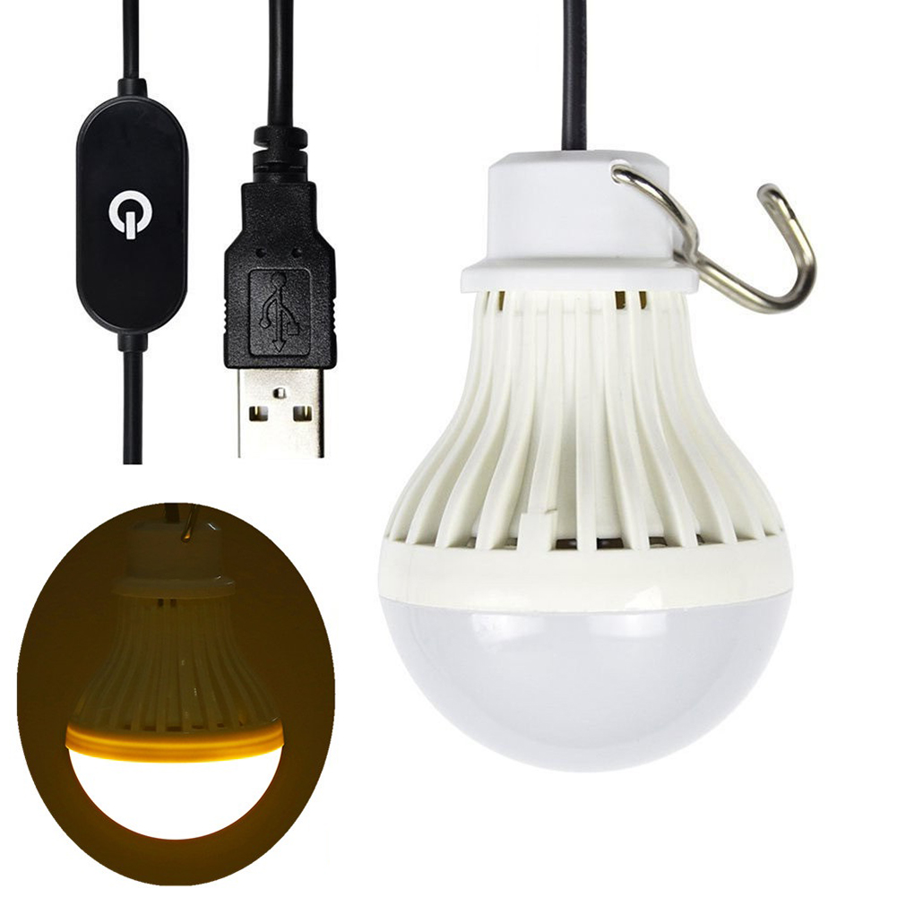 5v Touch Dimming Bulb  Lamp Usb Charging Energy Saving Super Bright Led Bulb Camping Emergency Light (cord Length 2.5 Meters) 3000K (warm white)