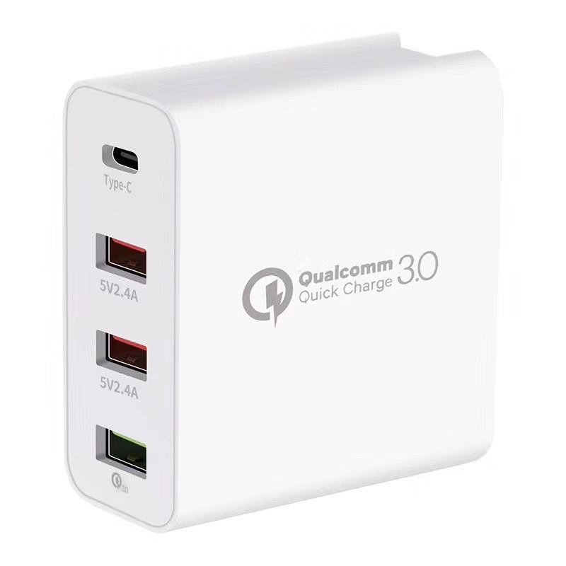 Travel Charger Quick Charge 3.0 Tech Four Charging Port Foldable Plug Applicable for iPhone iPad Mini Pro Galaxy Note  QC3.0 European regulations