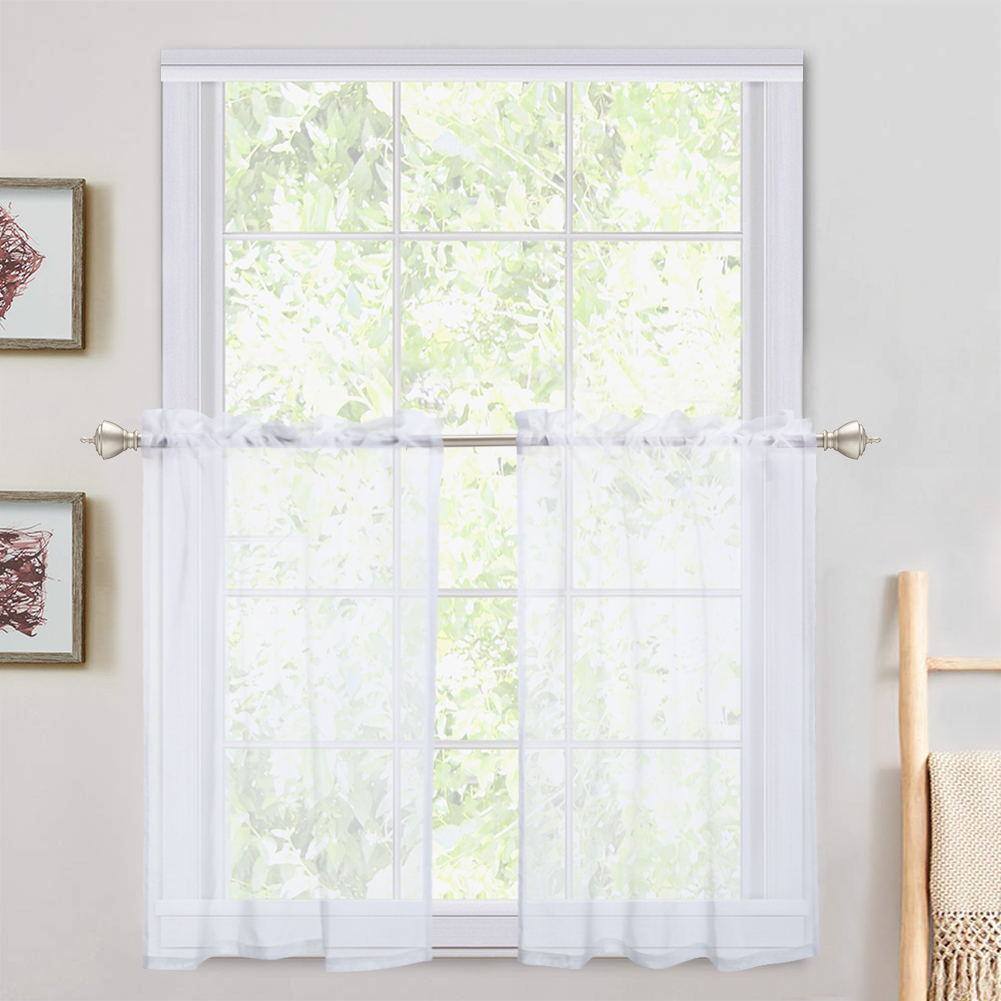 US Haperlare 2Pcs Rod Pocket Window Tiers - Window Treatment Home Decor Small Panels Curtains Set