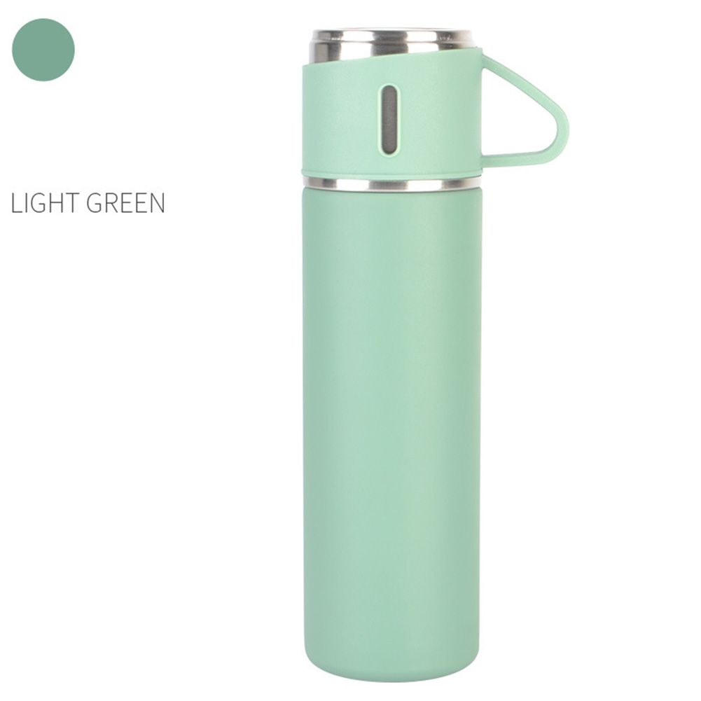 Outdoor Vacuum Cuo for Women Men Large Capacity 304 Stainless Steel Travel Portable Kettle Cup 500ML Light green - thermos cup (cover cup dual-use models)