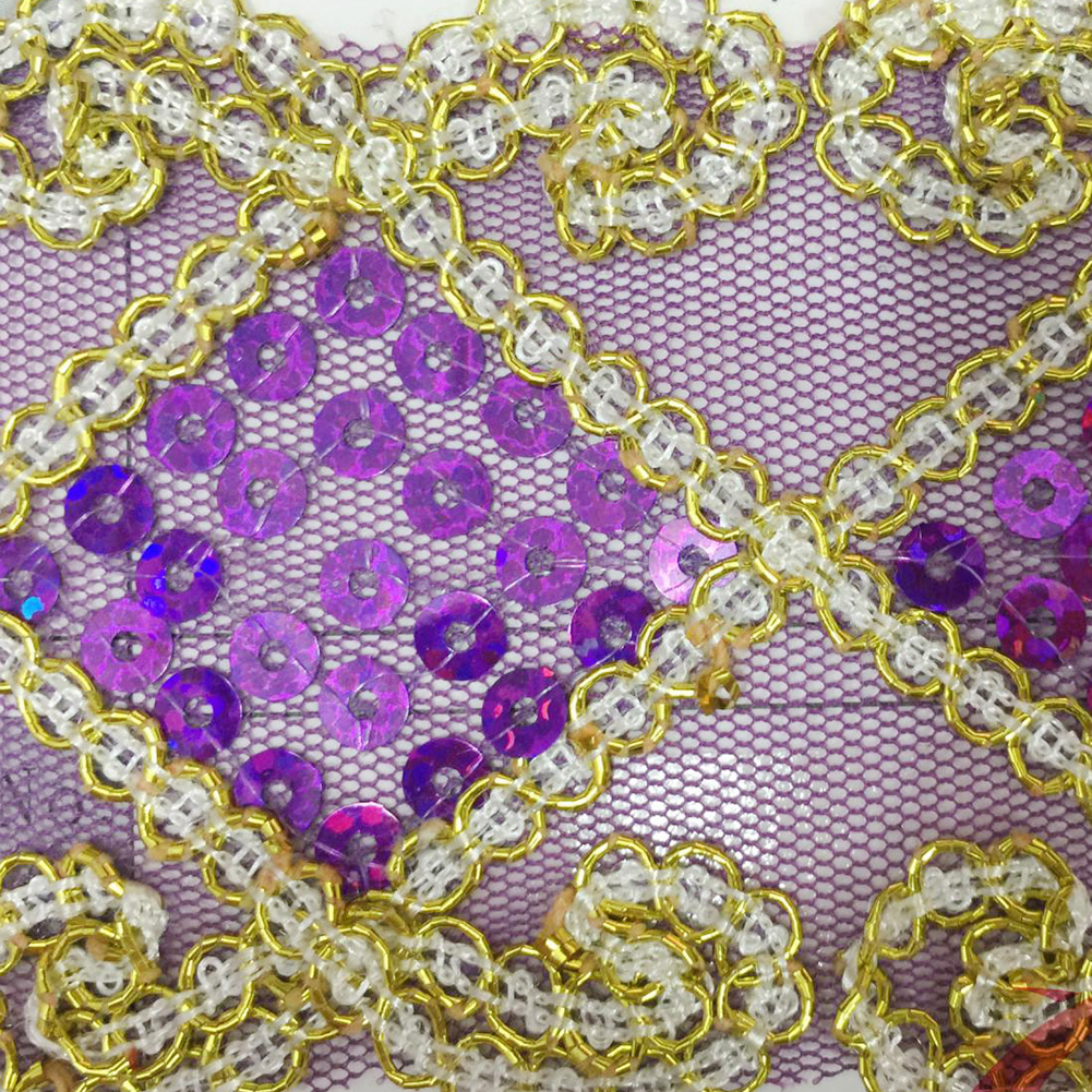 Rhombus Double - colored Band  Sequins Ribbon Seam Edge Fabric Tape Curtain Decoration Accessories