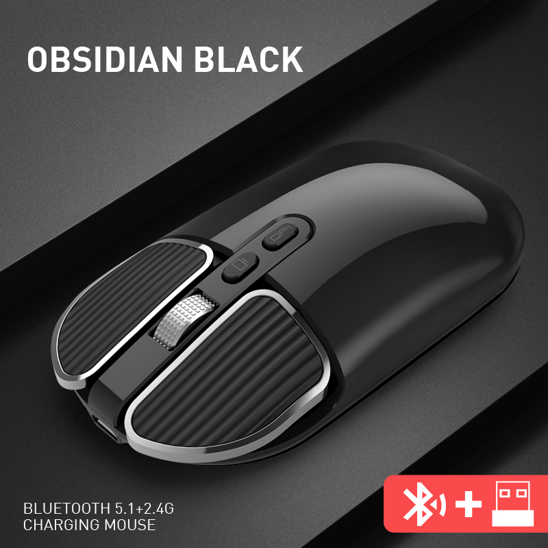 M203 Wireless  Mouse, Bluetooth-compatible Dual-mode Rechargeable 2.4g Computer Controller, Ergonomic For Desktop Computer Notebook Tablet Obsidian Black