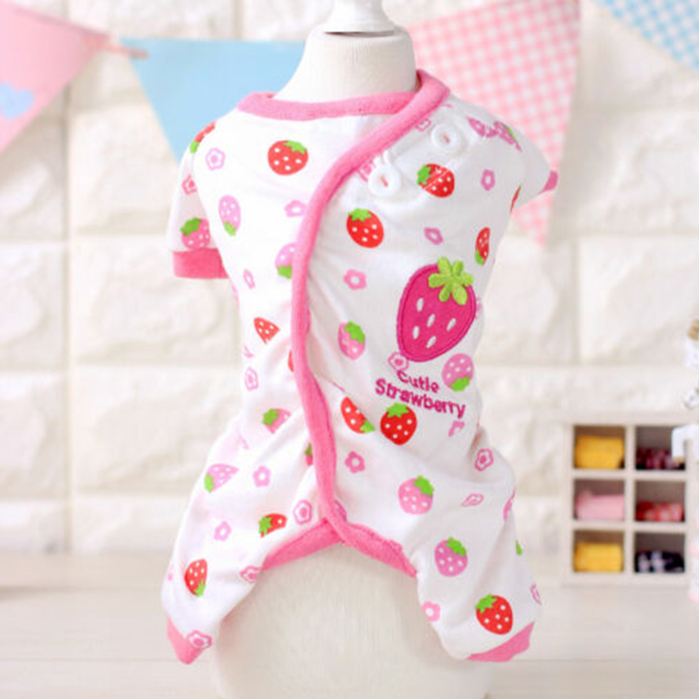 Cute Printing Cotton Pet Dog Four Feets Coat Pajamas red_M
