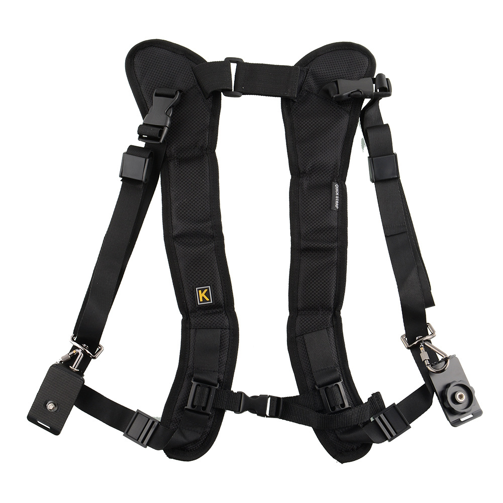 Double Dual Camera Shoulder Strap Quick Rapid Sling Camera Belt Adjustment for Canon for 2 Cameras Digital DSLR Strap black