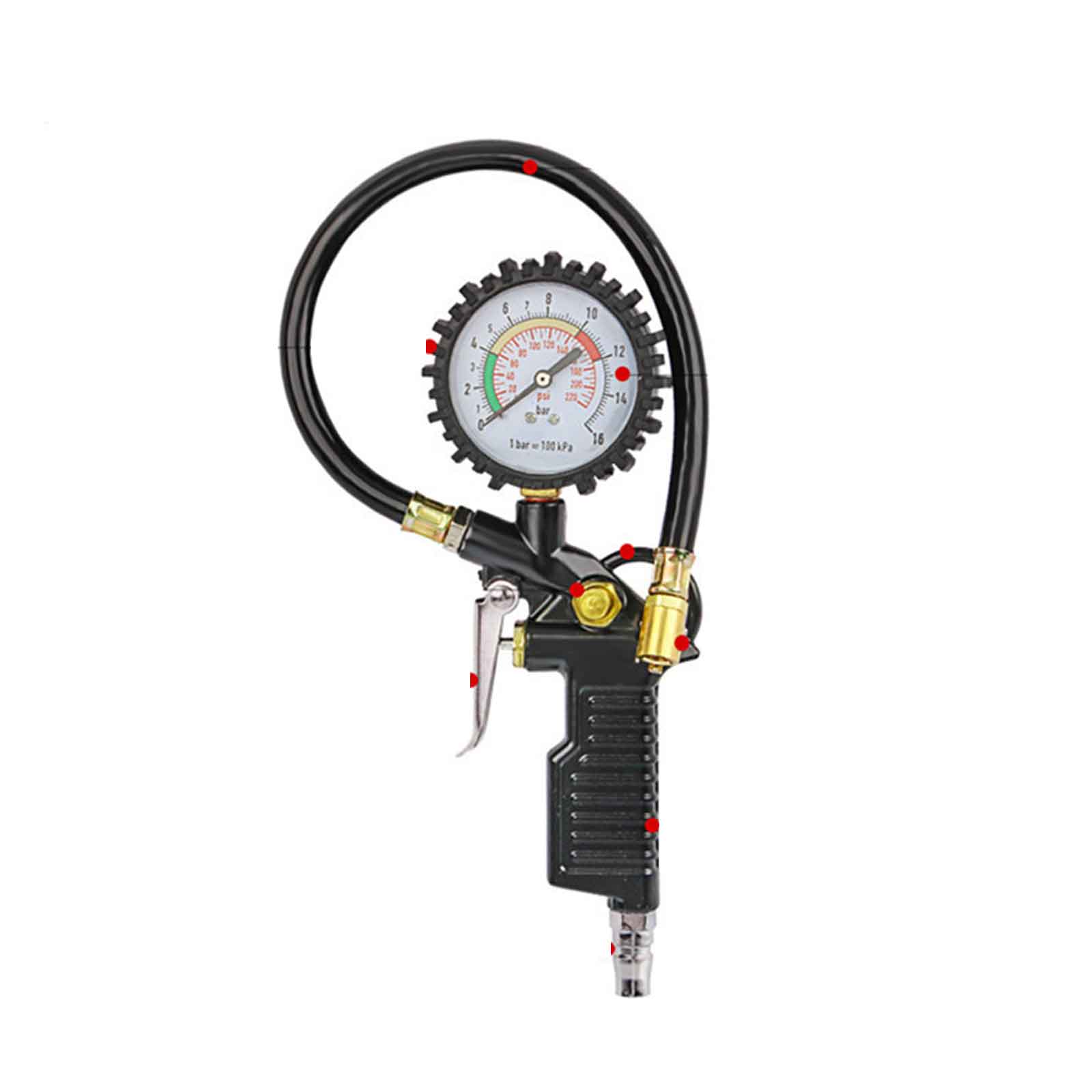 Tire Inflator Pointer Tire Pressure Gauge 220bar Self Locking Clamp Inflator Deflator Air Compressor Accessories Black pointer model