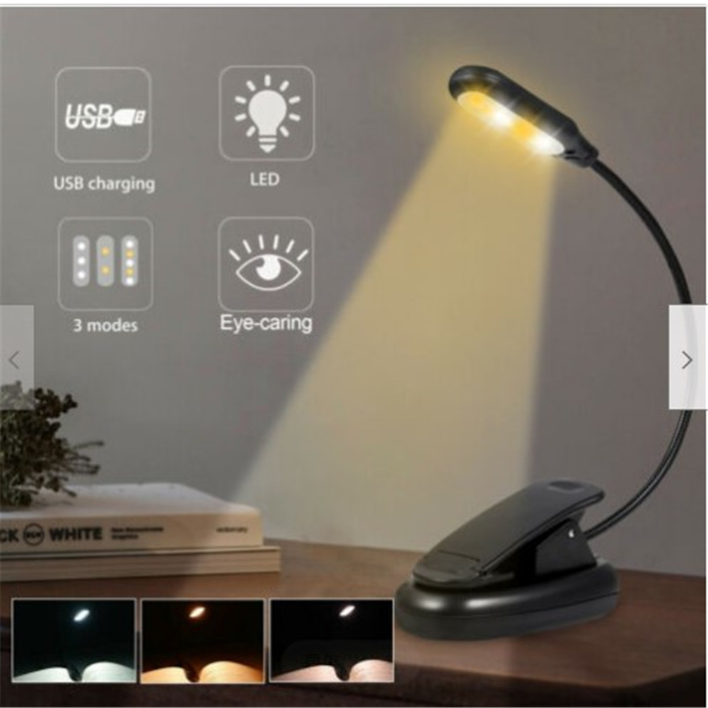 Dimmable Led  Reading  Light Usb Rechargeable Clip-on Desk Table Reading Book Lamp Led Reading Light