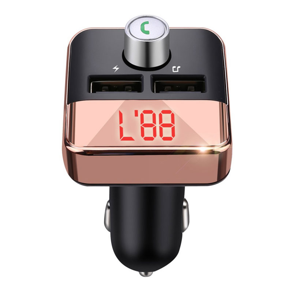 Car Mp3 Player Fm Transmitter Bluetooth-compatible Hands-free Dual Usb Wireless Charger black + rose gold