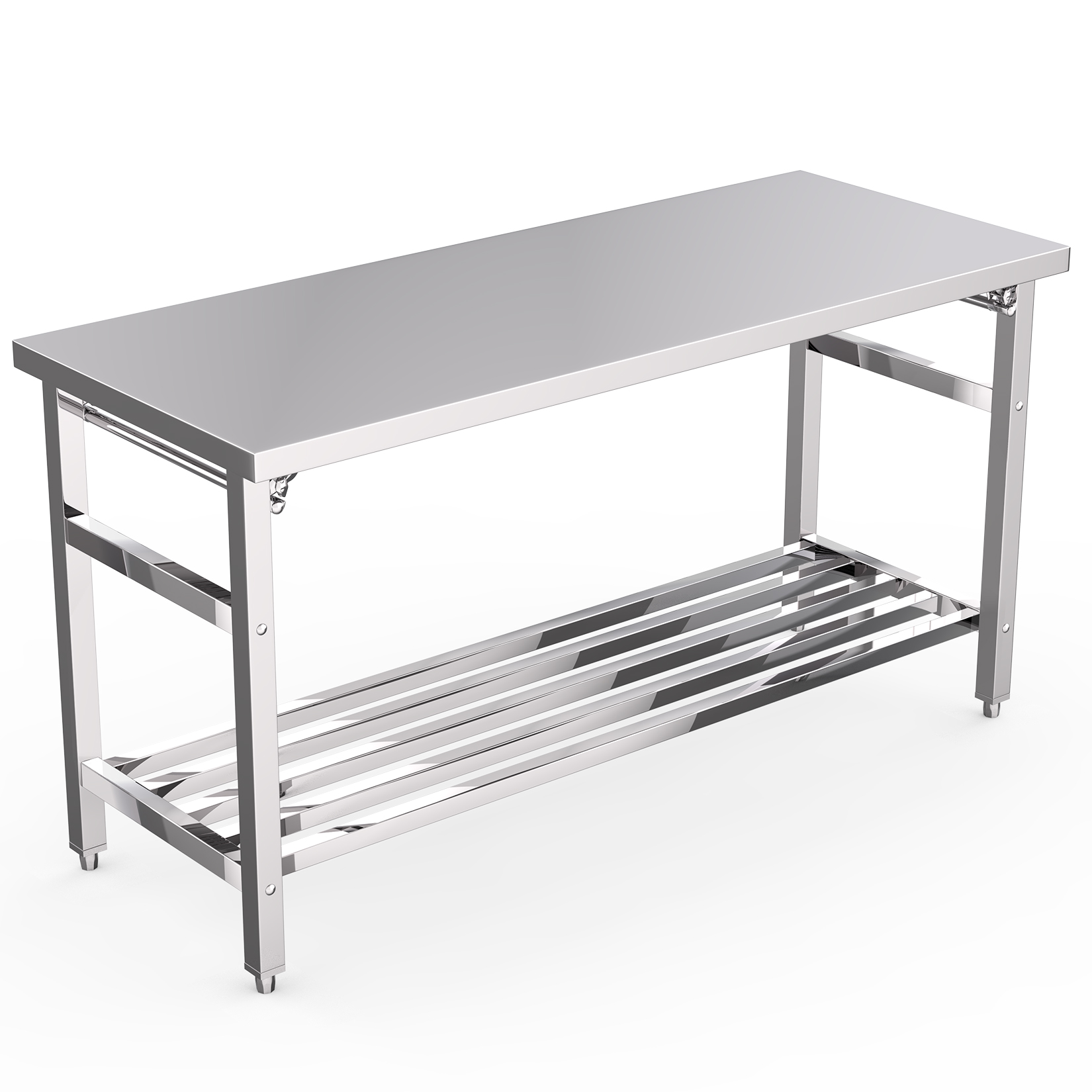 US GARVEE Food Prep Worktable, 24 x 60 Inches Stainless Steel Folding Workbench with Adjustable Shelf, Utility Table for Restaurant, Kitchen, Garage