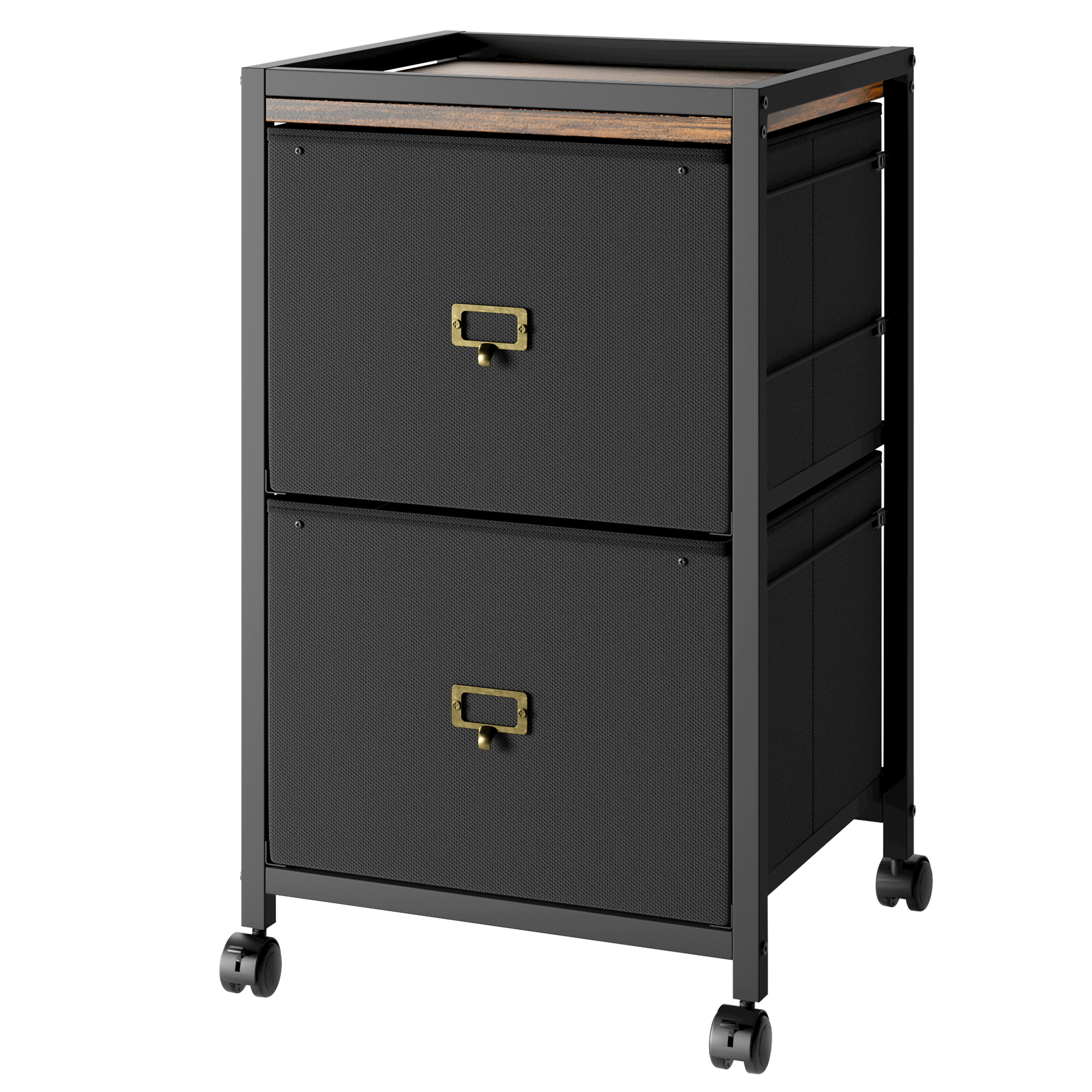 US GARVEE 2 Drawers Mobile Fabric File Cabinet, Metal Frame, MDF Top, Waterproof, Anti-Corrosive, Rolling Wheels, Home Office